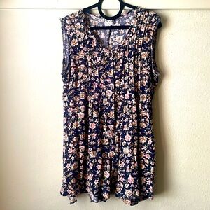 Vintage ICI floral printed sleeveless button down romper